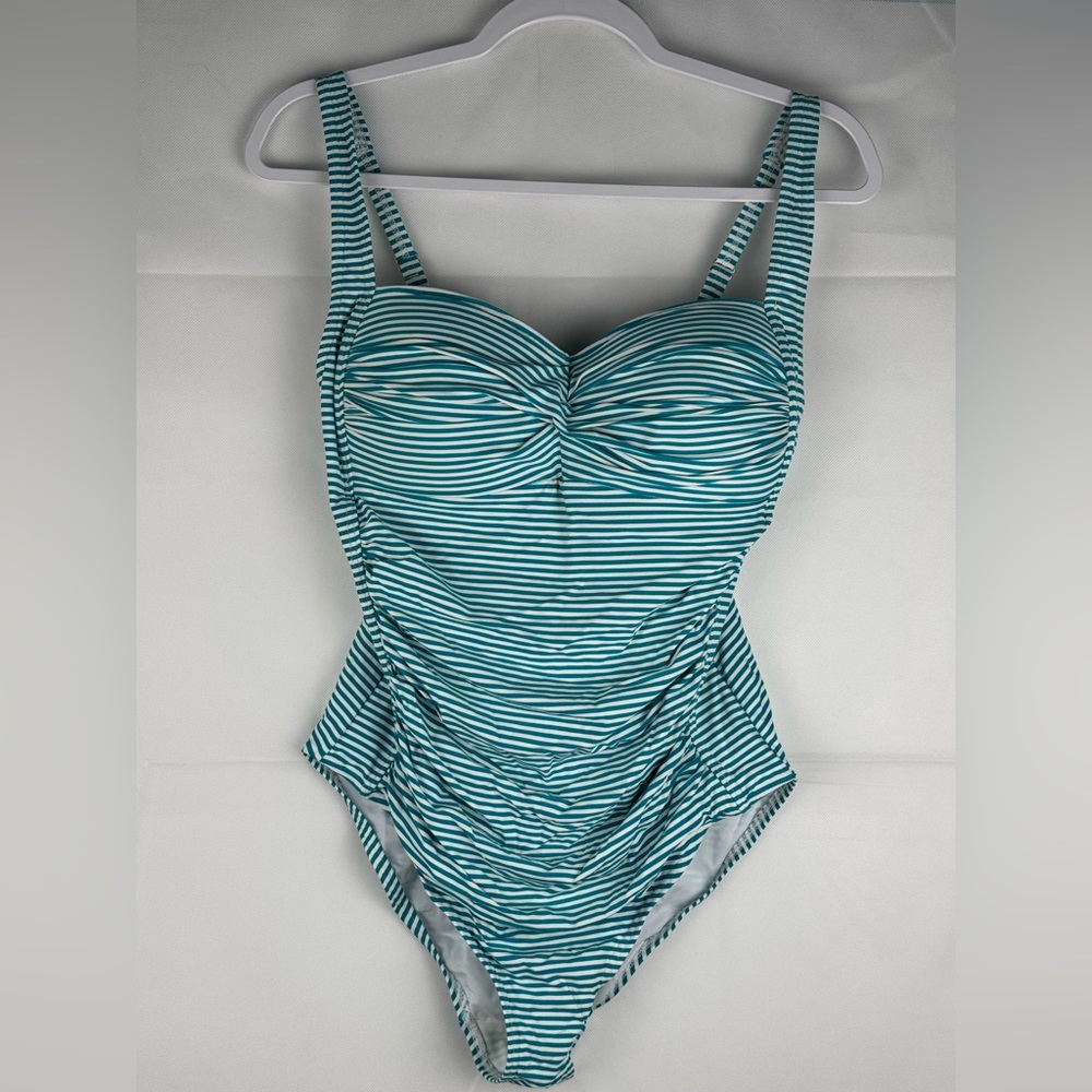 Niptuck One piece Multi Fit Cup Swimsuit US Size 10 Teal/White